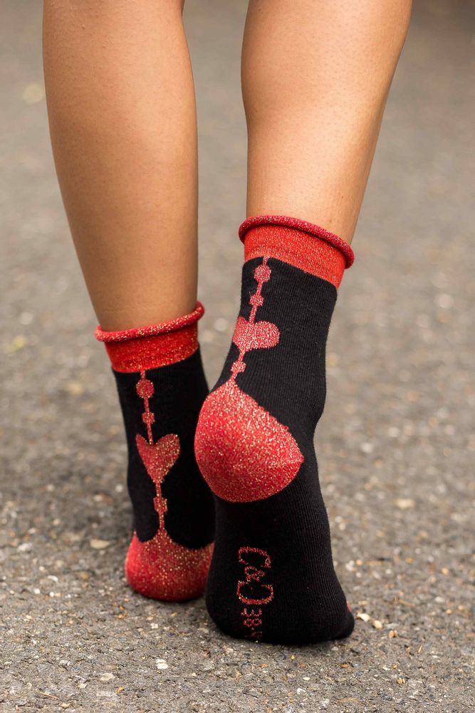 Chaussettes - CŒUR C & C ROUGE chaussette - CLOVIS & CLOTHILDE PARIS