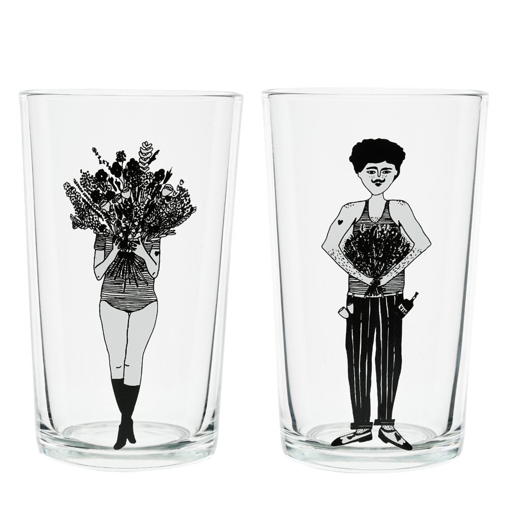 Verres - glass flower girl & flower man - HELEN B