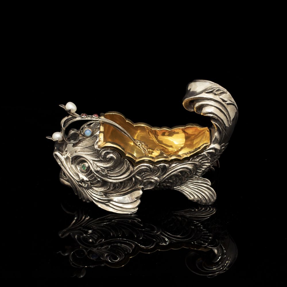 Decorative objects - Goldfish Silver Caviar Server - ORMAS GROUP