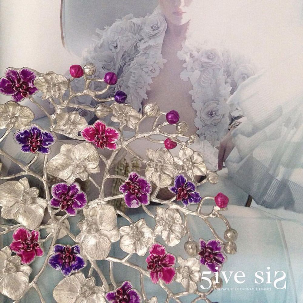 Decorative objects - Enamel Orchid Platter - 5IVE SIS