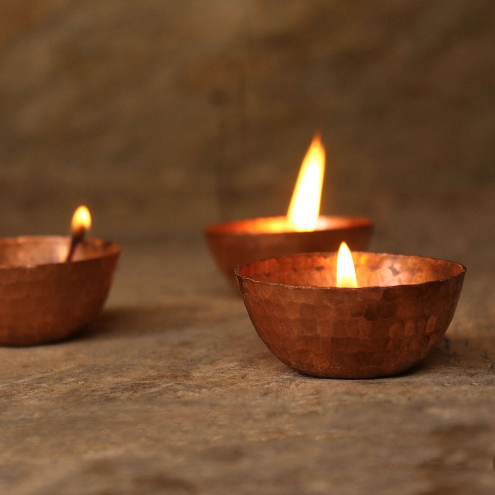 Objets de décoration - Bougies à thé rondes en cuivre pur et laiton fait à la main - DE KULTURE WORKS