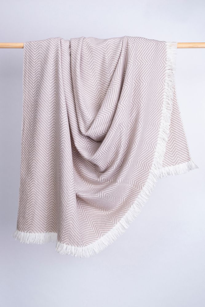 Throw blankets - Thick & Thin Chevron Weave Blanket - PASHMINA LOOMS - CASHMERE