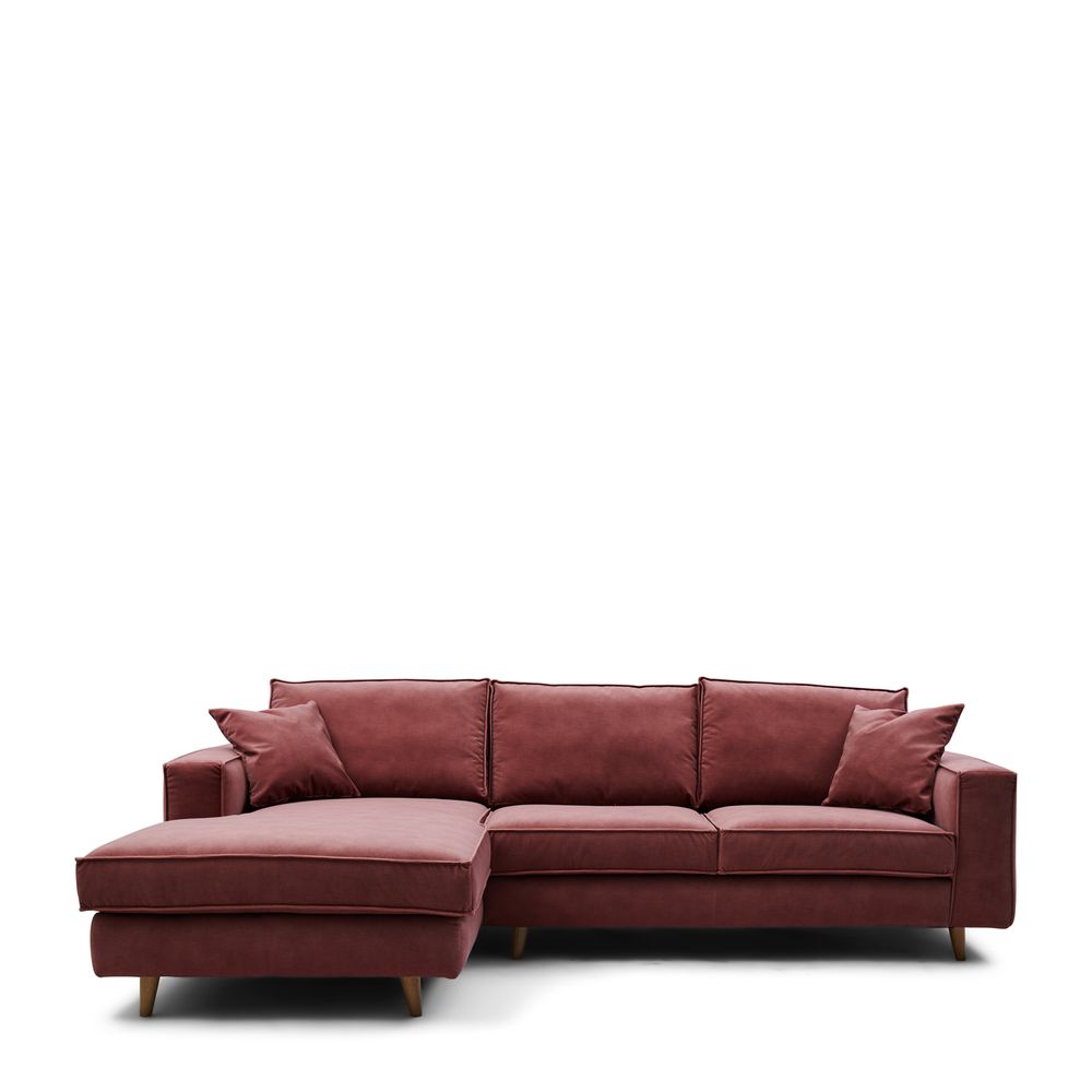 Canapés - Kendall Sofa With Chaise Longue Left, velvet, misty rose - RIVIERA MAISON