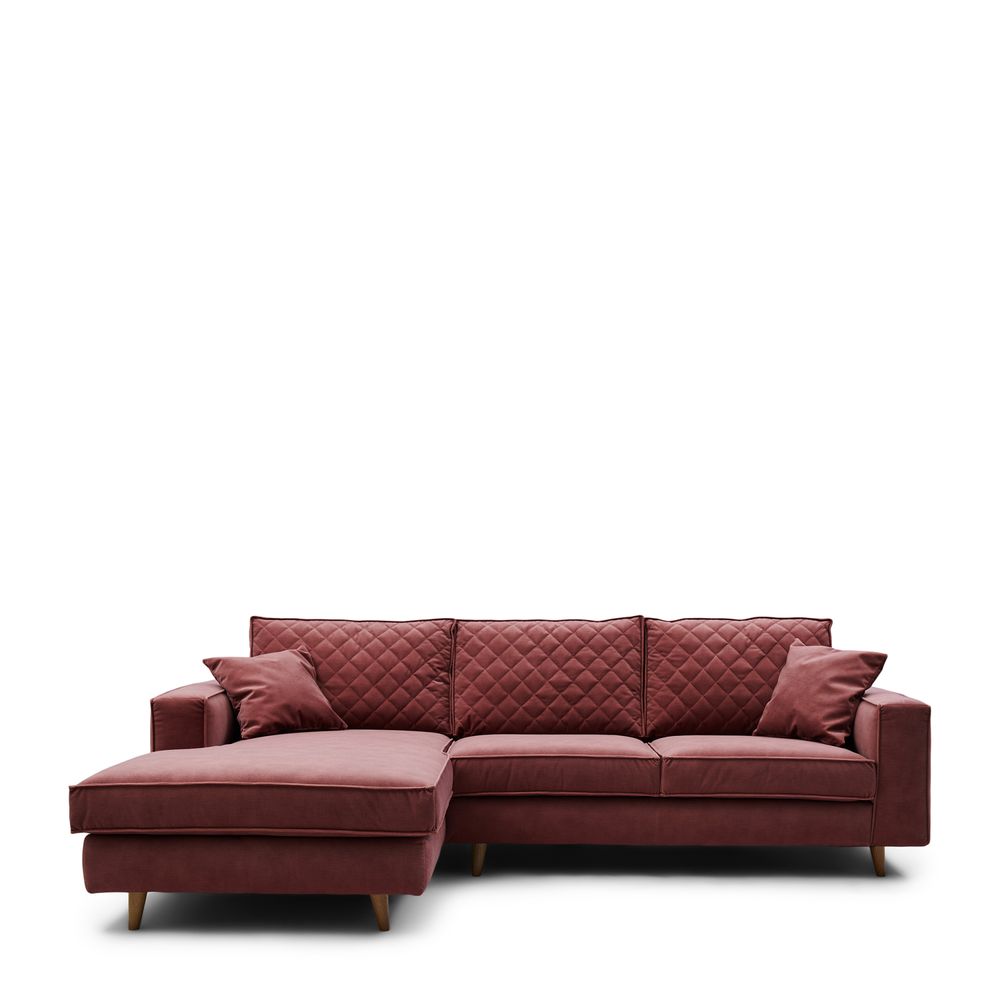 Canapés - Kendall Sofa With Chaise Longue Left, velvet, misty rose - RIVIERA MAISON