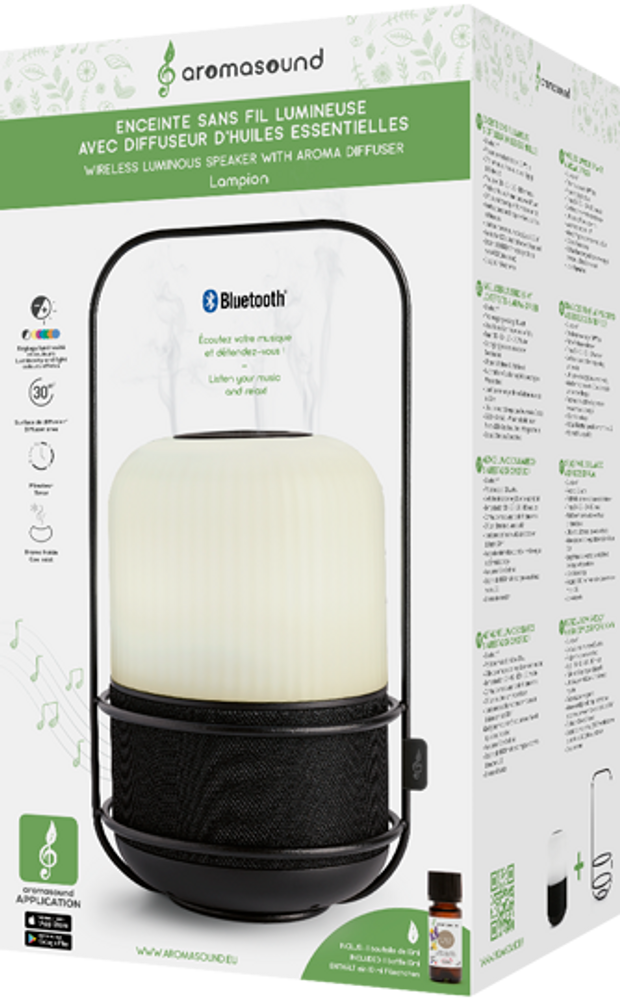 Diffuseurs de parfums - LAMPION, Enceinte sans fil lumineuse et Diffuseur d'huiles essentielles - AROMASOUND - AROMASOUND