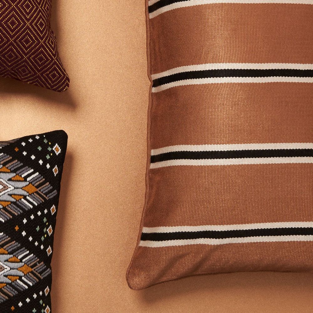 Comforters and pillows - LISO STRIPES CUSHION CACAO - NATA Y LIMÓN