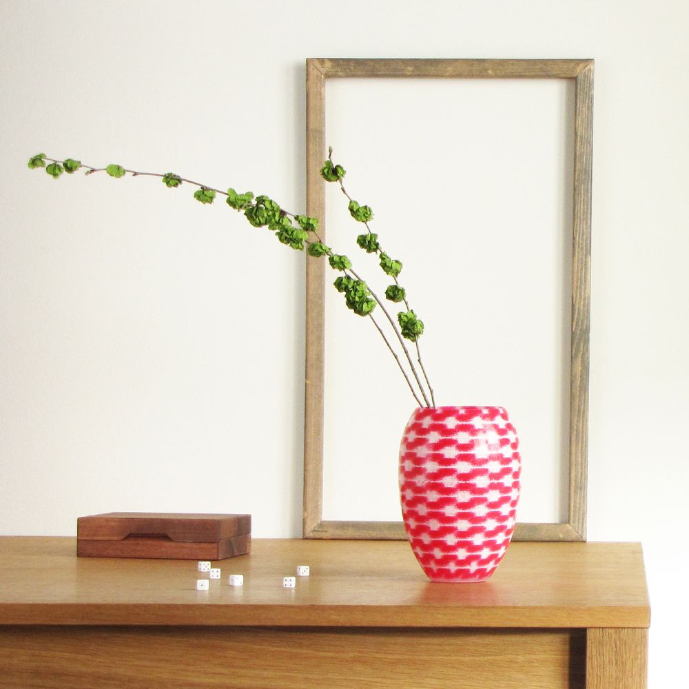 Decorative objects - Red Resonance Barrel Vase MED - SYNCHROPAINT