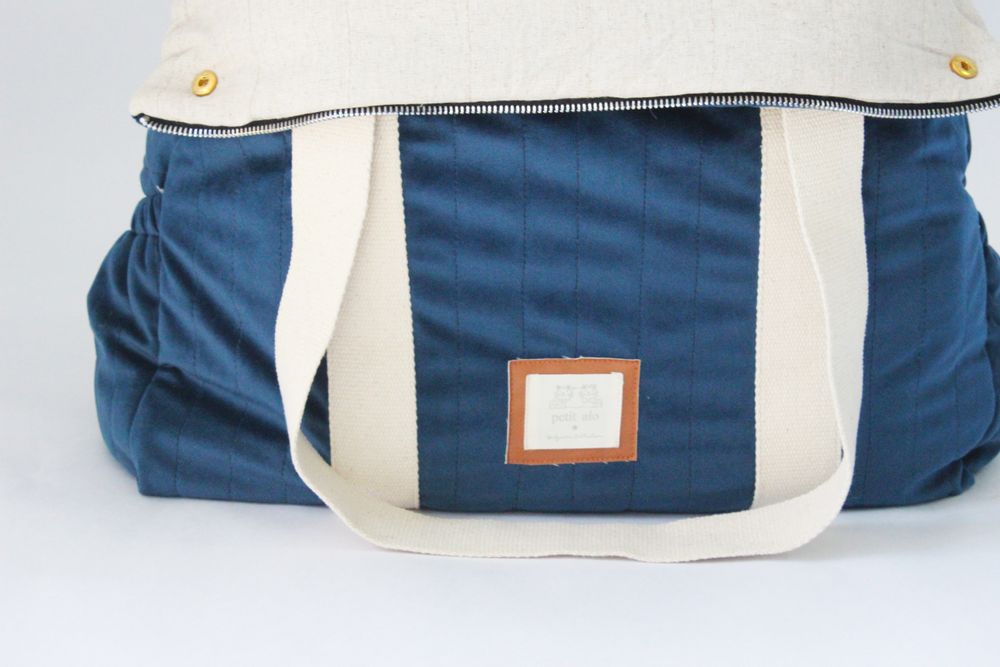 Vêtements de nuit - CABAS À LANGER EN VELOURS BLEU - PETIT ALO