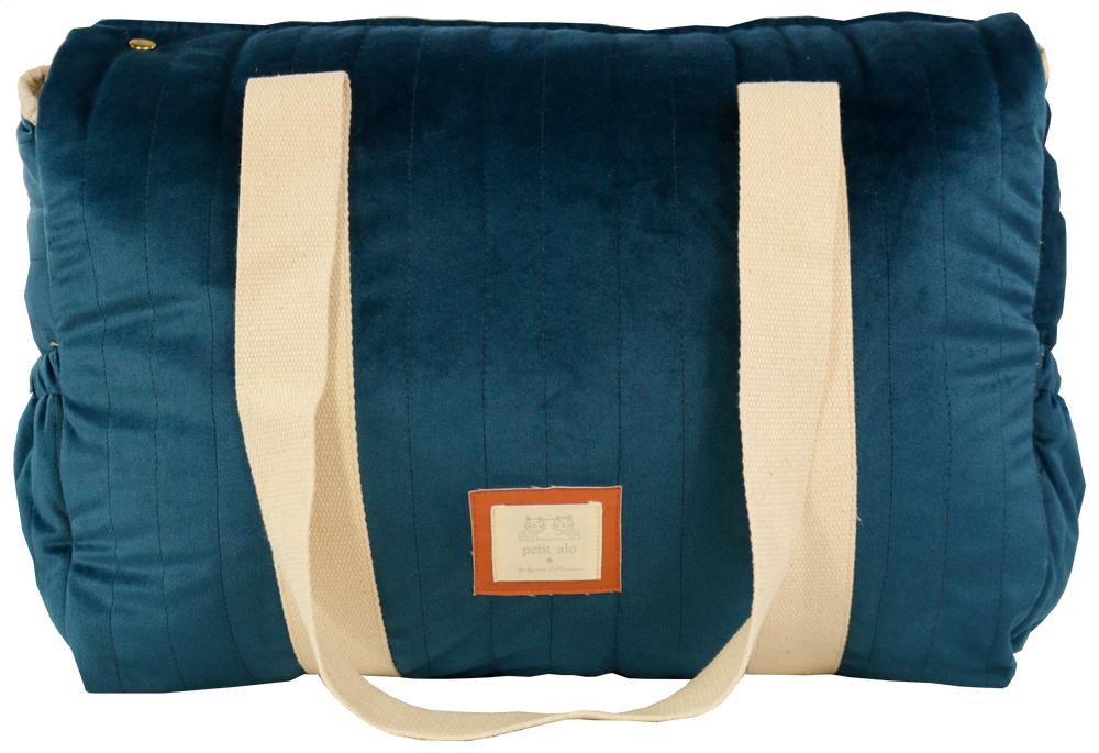 Vêtements de nuit - CABAS À LANGER EN VELOURS BLEU - PETIT ALO