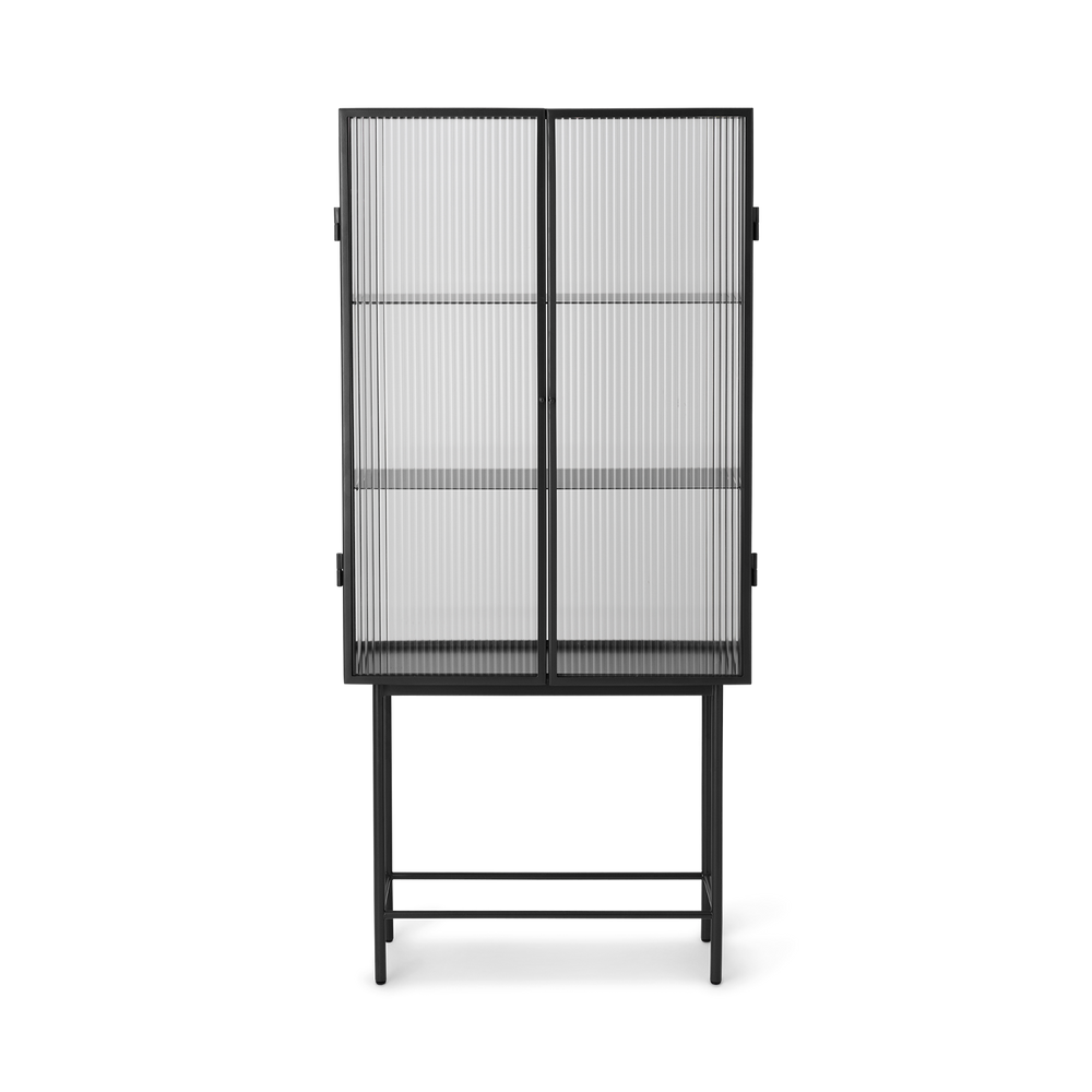 Console table - Haze Vitrine - Reeded glass Poppy Red - FERM LIVING