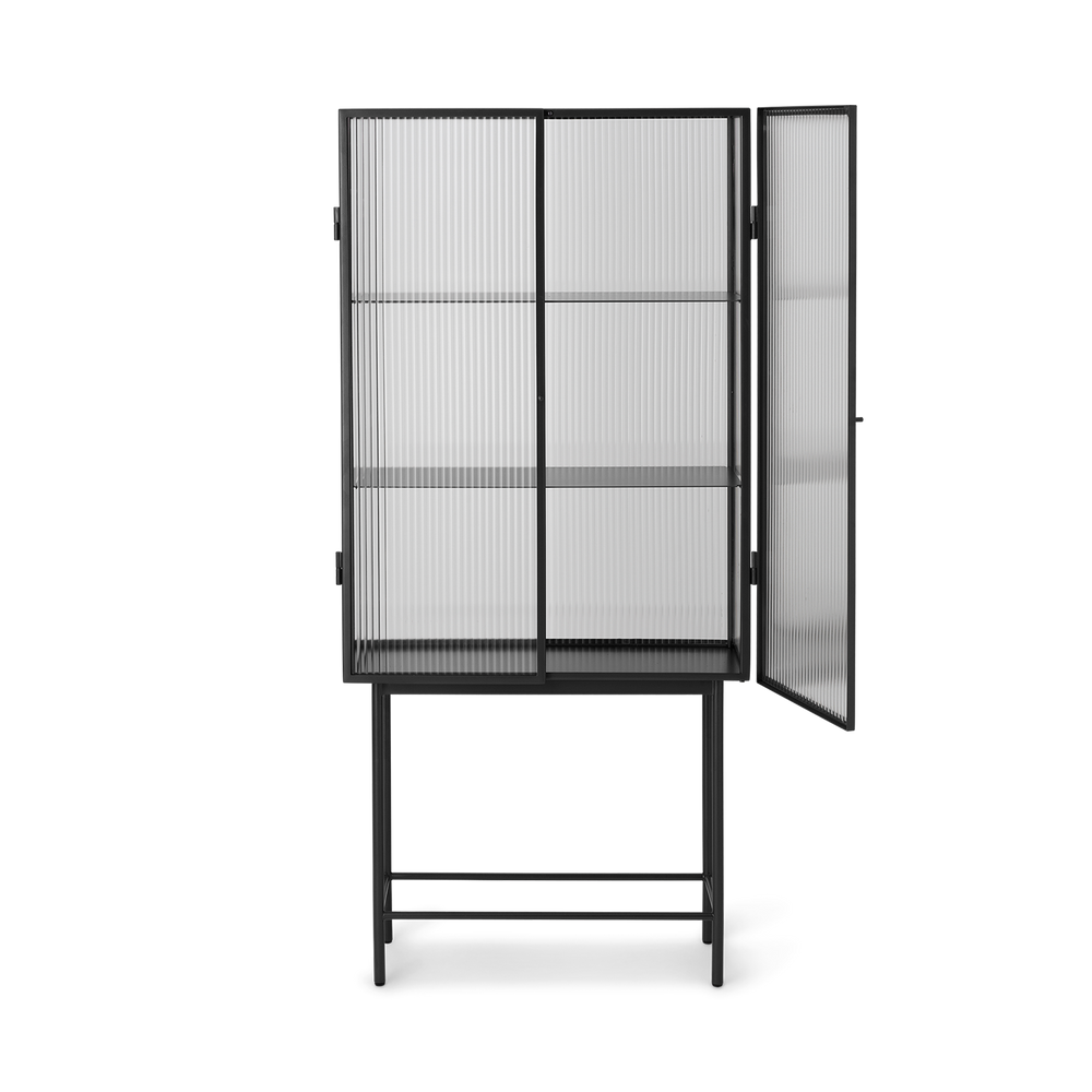 Console table - Haze Vitrine - Reeded glass Poppy Red - FERM LIVING