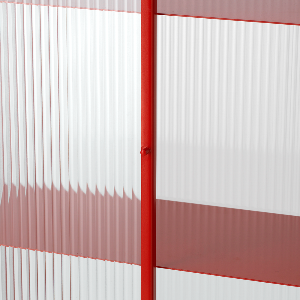 Console table - Haze Vitrine - Reeded glass Poppy Red - FERM LIVING