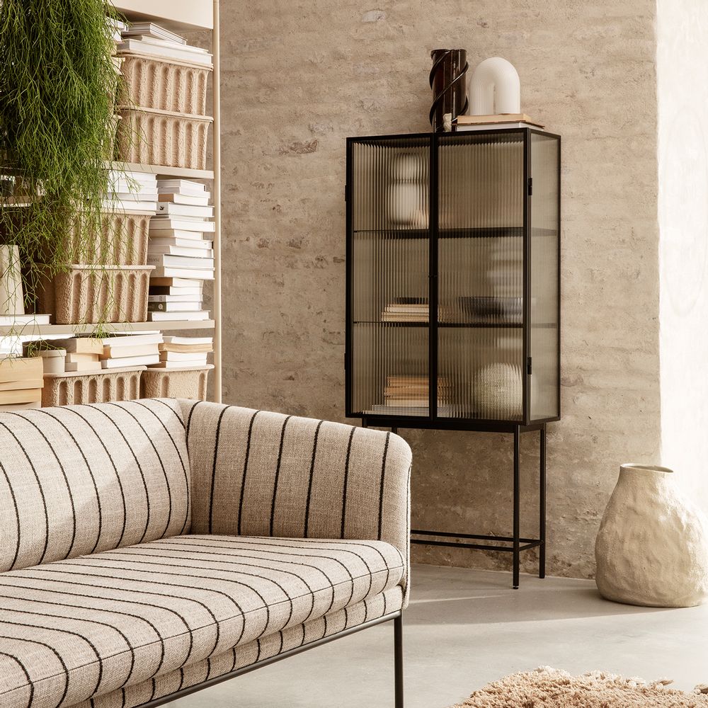 Console table - Haze Vitrine - Reeded glass Poppy Red - FERM LIVING