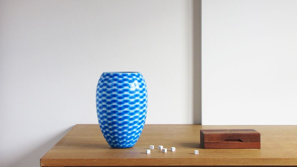 Bols - Middle Blue River Barrel Vase Big - SYNCHROPAINT