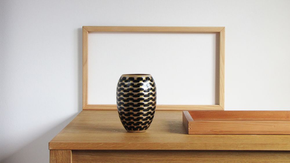 Vases - Gold Shadow River Barrel Vase Medium - SYNCHROPAINT