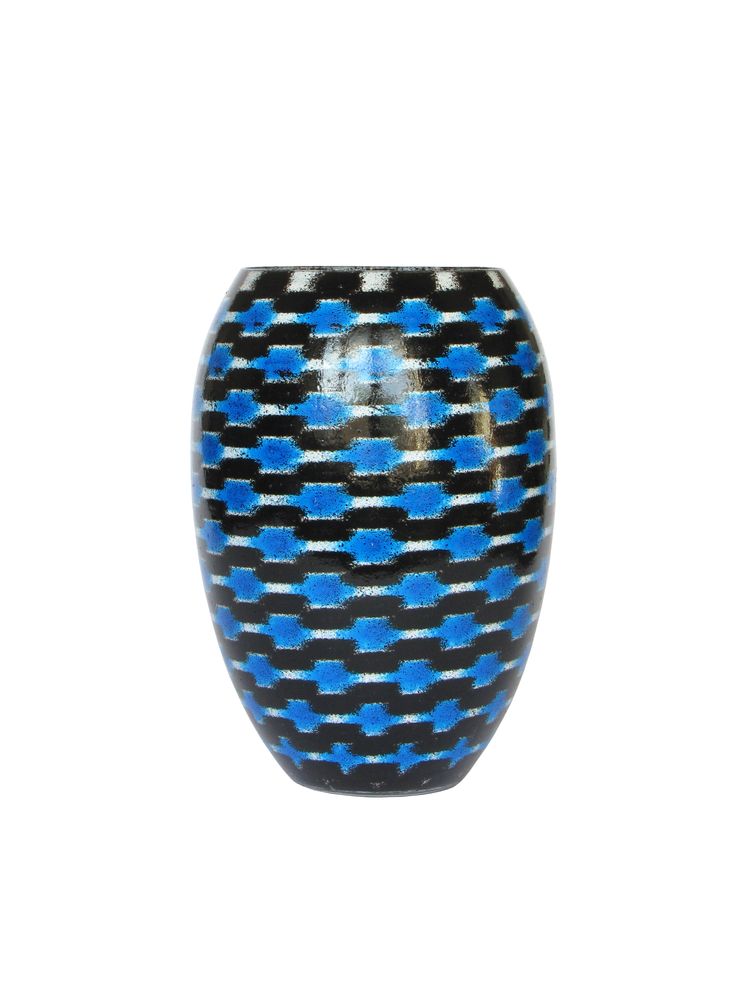 Vases - Blue Teleport Barrel Vase MED - SYNCHROPAINT