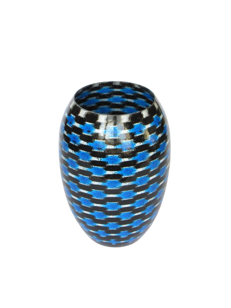 Vases - Blue Teleport Barrel Vase MED - SYNCHROPAINT