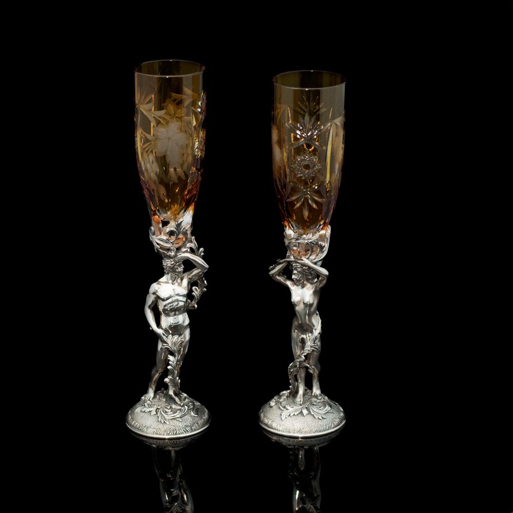 Sculptures, statuettes and miniatures - Adam and Eve Crystal Champagne and Wine Glasses - ORMAS GROUP