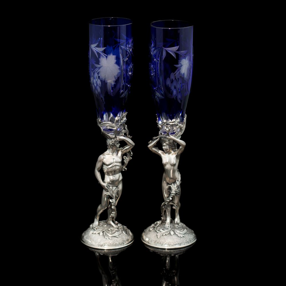 Sculptures, statuettes and miniatures - Adam and Eve Crystal Champagne and Wine Glasses - ORMAS GROUP