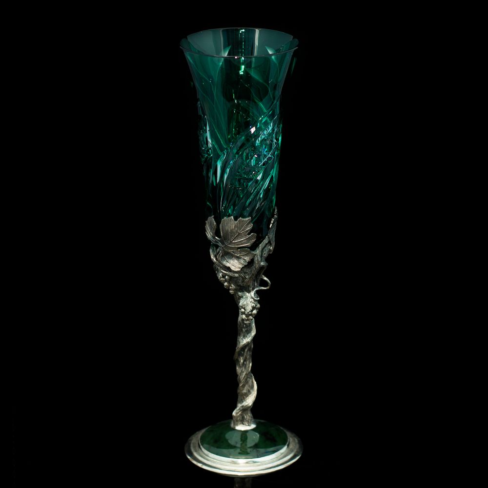 Sculptures, statuettes et miniatures - Spring Silver Crystal Champagne and Wine Glasses - ORMAS GROUP