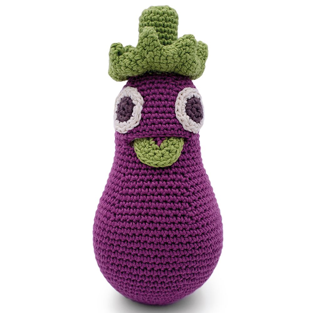 Toys - RÉGINE EGGPLANT - BABY RATTLE 100% ORGANIC COTON - MYUM - THE VEGGY TOYS