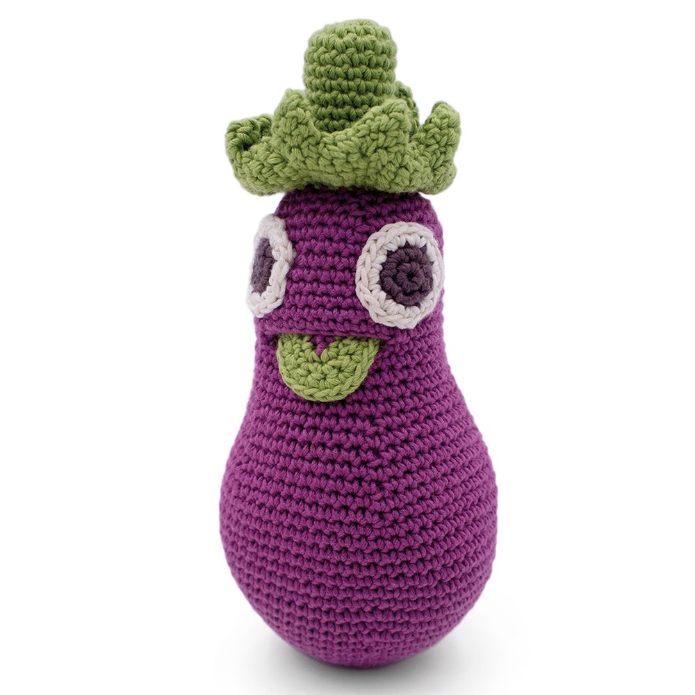 Toys - RÉGINE EGGPLANT - BABY RATTLE 100% ORGANIC COTON - MYUM - THE VEGGY TOYS
