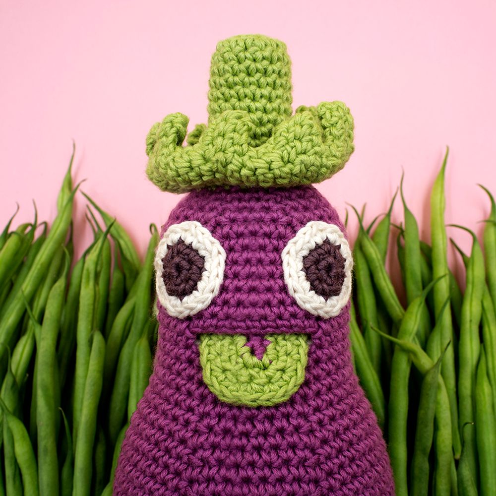 Toys - RÉGINE EGGPLANT - BABY RATTLE 100% ORGANIC COTON - MYUM - THE VEGGY TOYS