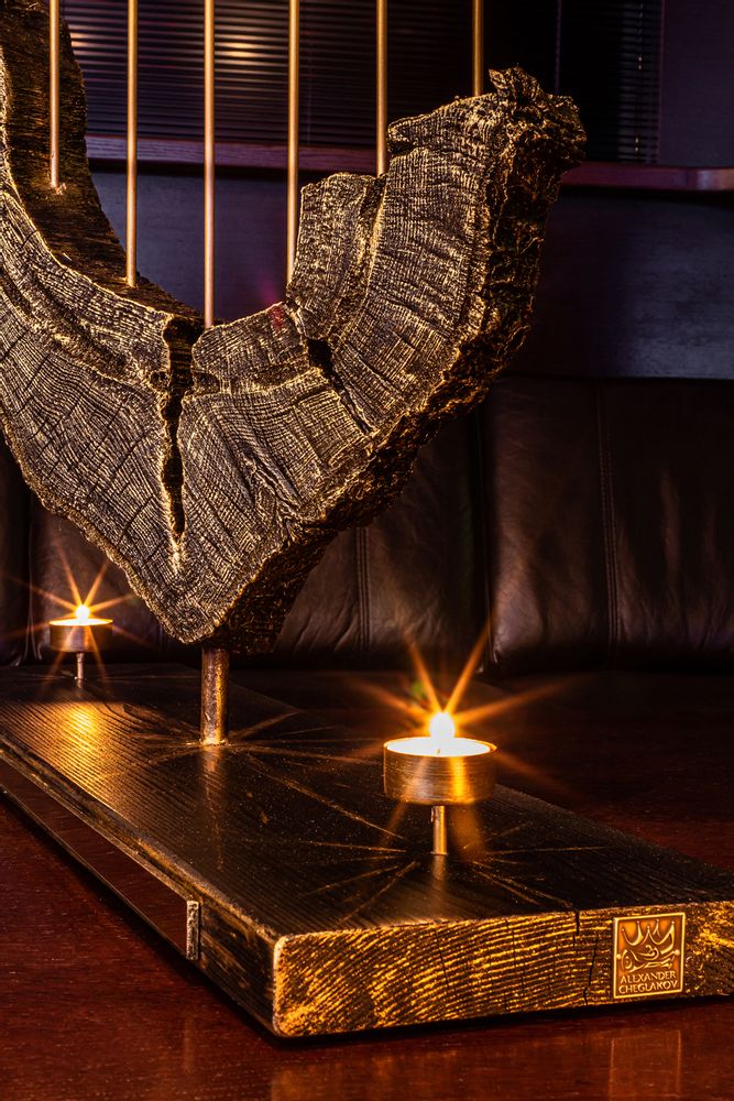 Objets design - Bougeoir en bois Menorah - ALEXANDER CHEGLAKOV