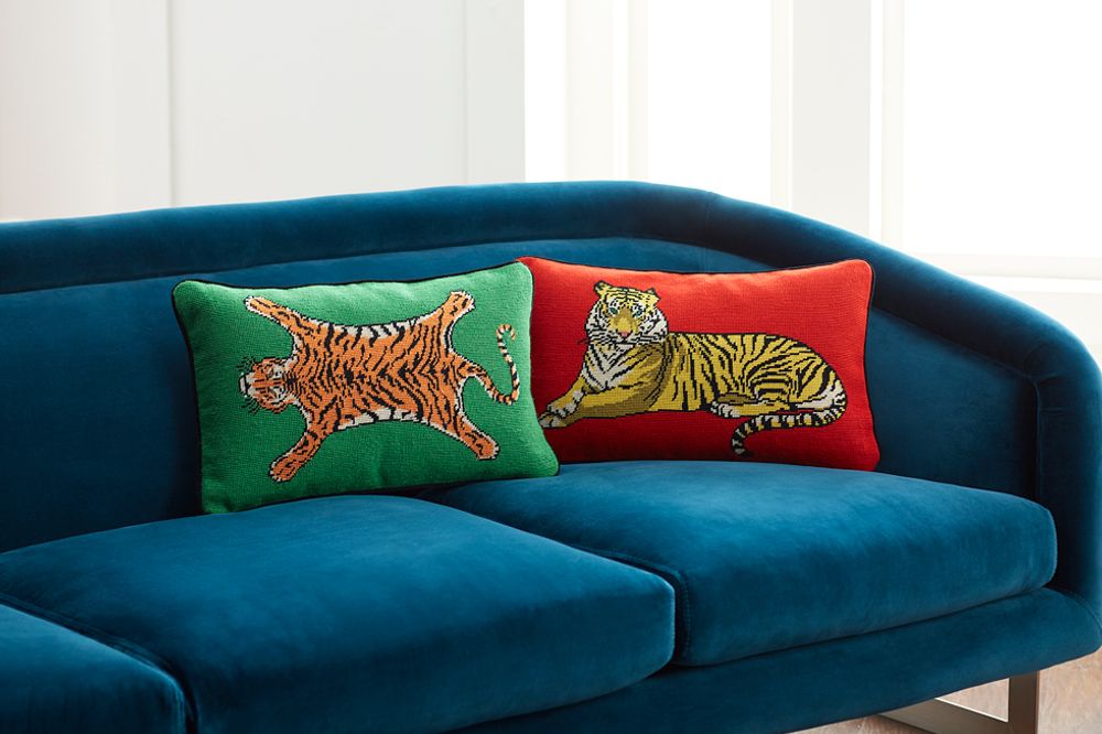 Cushions - Tiger small stitch cushion - JONATHAN ADLER