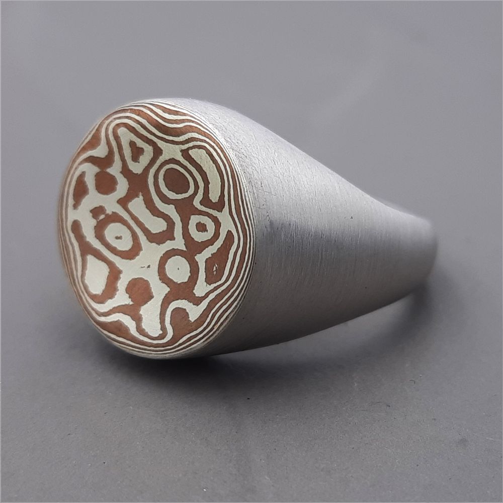 Bijoux - Bague Mokume Gane, Argent et Cuivre, élément Air. - PONK SMITHI