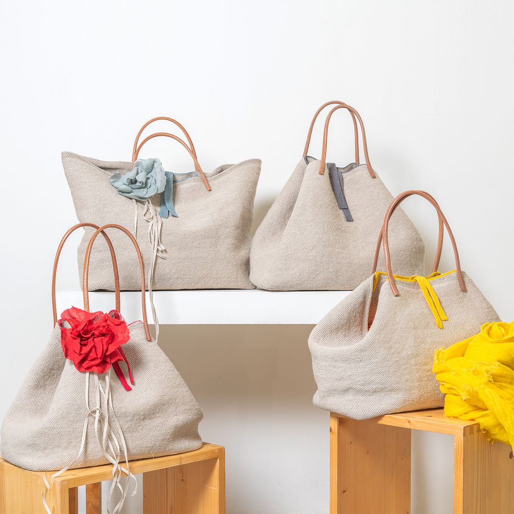 Sacs et cabas - Cabas en lin fait à la main- Rouge - TAITUNG ESSENCE - MAINMAWU