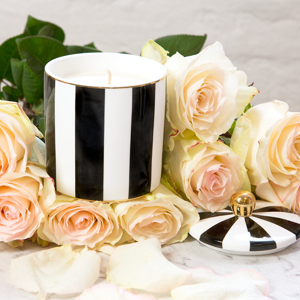 Gifts - Ebony Stripe Candle - Vanilla Macaron - CRISTINA RE