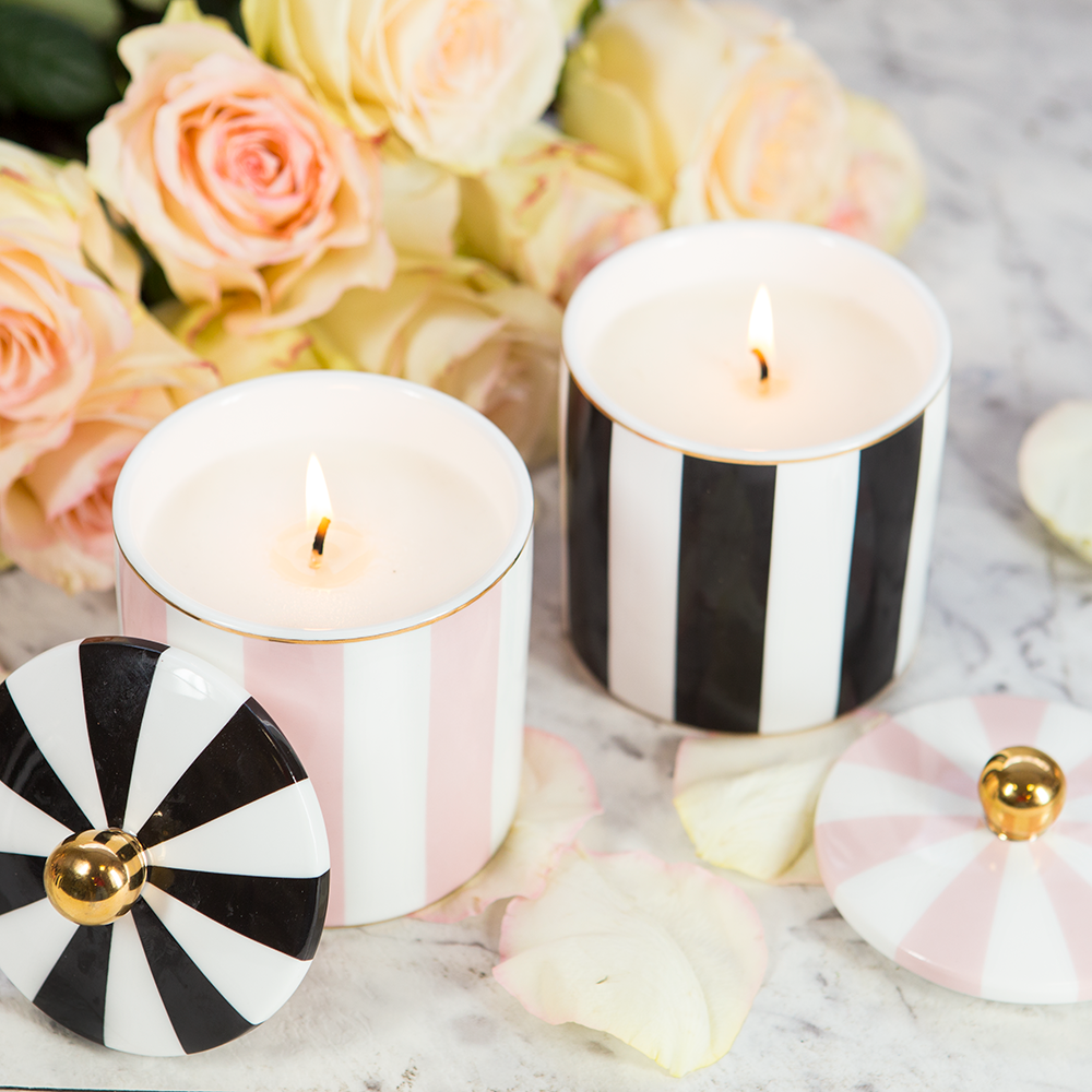 Gifts - Ebony Stripe Candle - Vanilla Macaron - CRISTINA RE