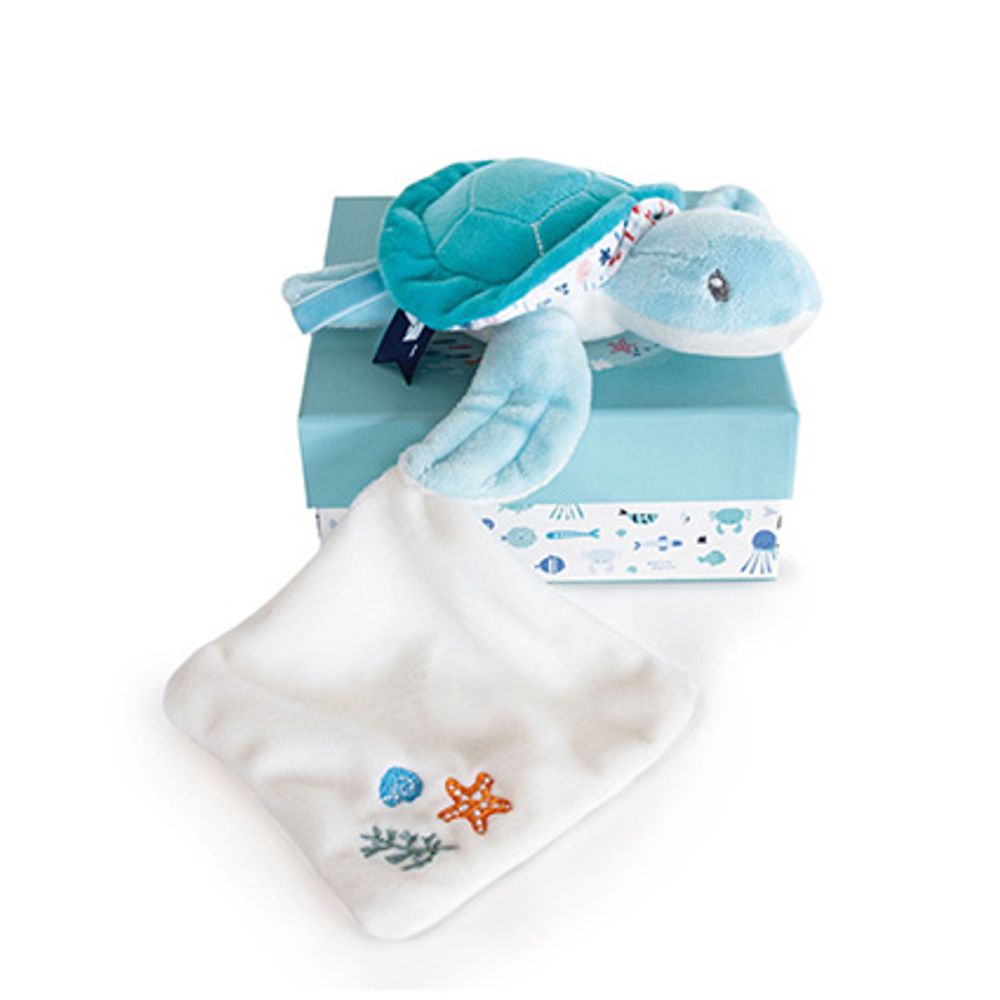 Soft toy - TURTLE with doudou - almond - DOUDOU ET COMPAGNIE