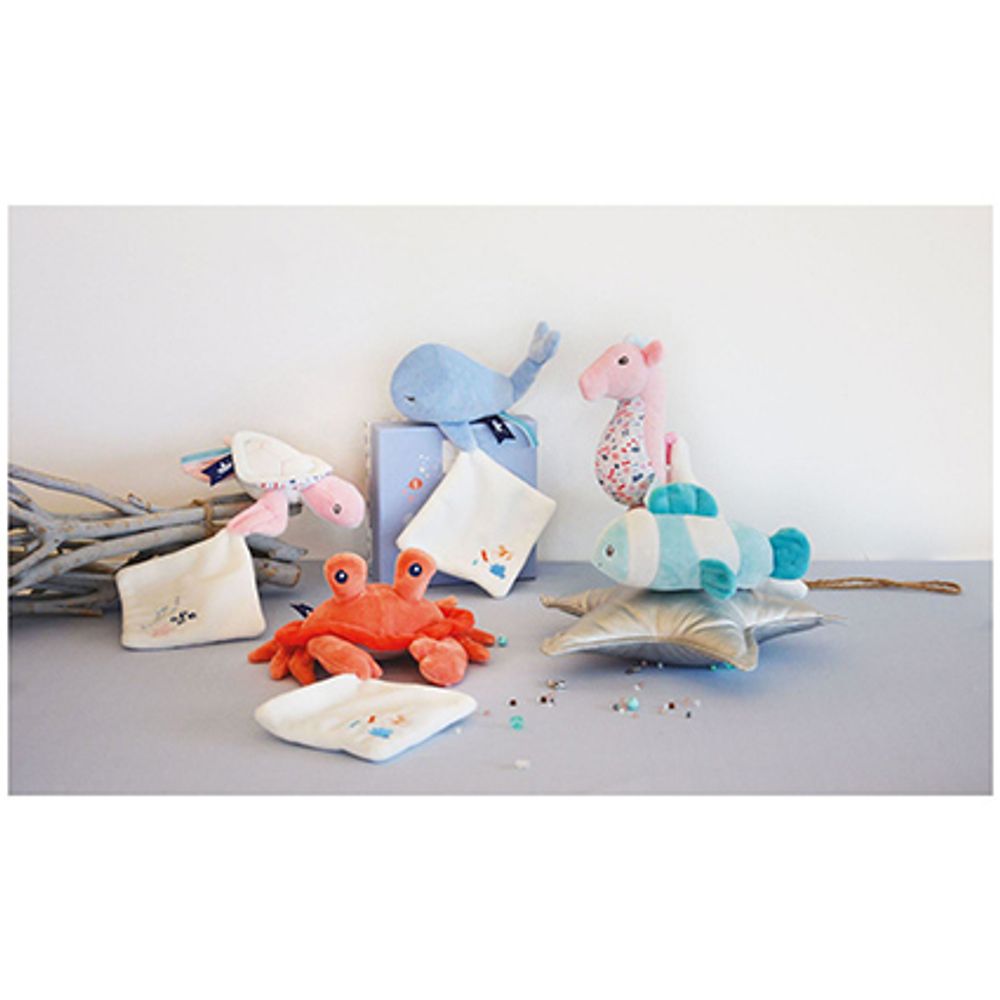 Soft toy - WHALE with doudou - blue - DOUDOU ET COMPAGNIE