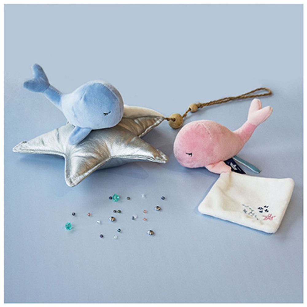 Soft toy - WHALE with doudou - blue - DOUDOU ET COMPAGNIE