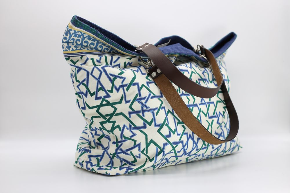 Sacs et cabas - SAC CABAS REVERSIBLE - anses amovibles en cuir - SUPPLEMENT D'AM / EPIGR'AM