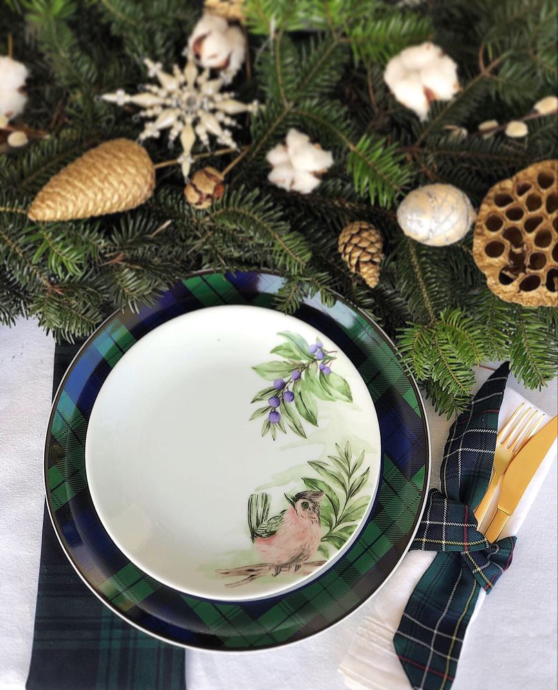 Formal plates - Wintertale Collection Porcelain Dessert Plate - FERN&CO.