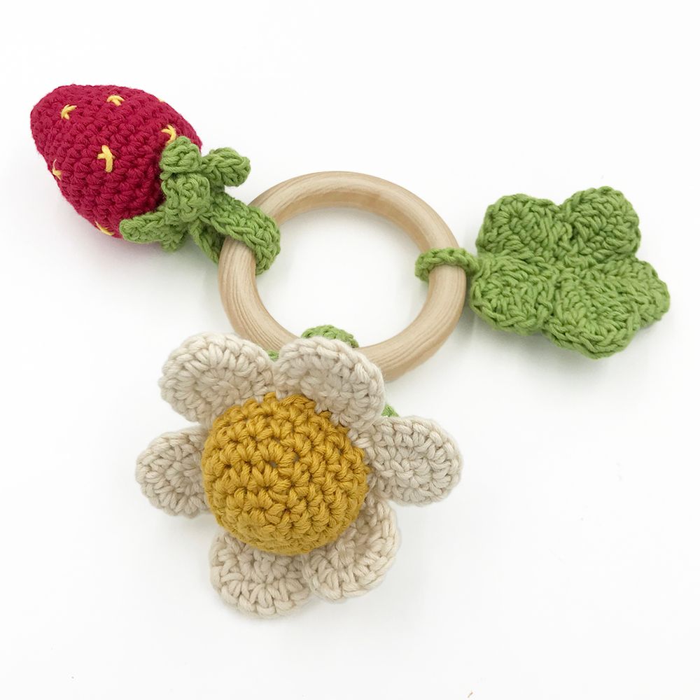 Jouets enfants - PRINTEMPS - TEETHER & HOCHET POUR BÉBÉ EN COTON BIO - MYUM - THE VEGGY TOYS