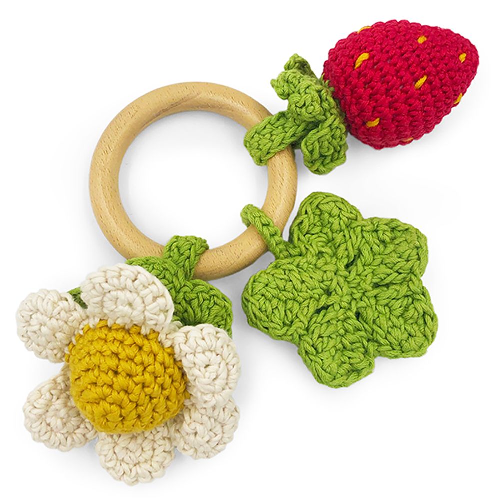 Jouets enfants - PRINTEMPS - TEETHER & HOCHET POUR BÉBÉ EN COTON BIO - MYUM - THE VEGGY TOYS