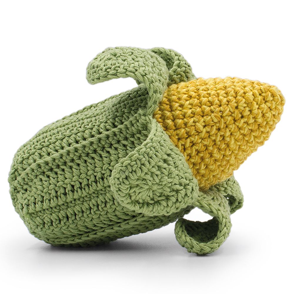 Jouets enfants - CORNELIUS LE MAÏS - HOCHET POUR BÉBÉ EN COTON BIO - MYUM - THE VEGGY TOYS