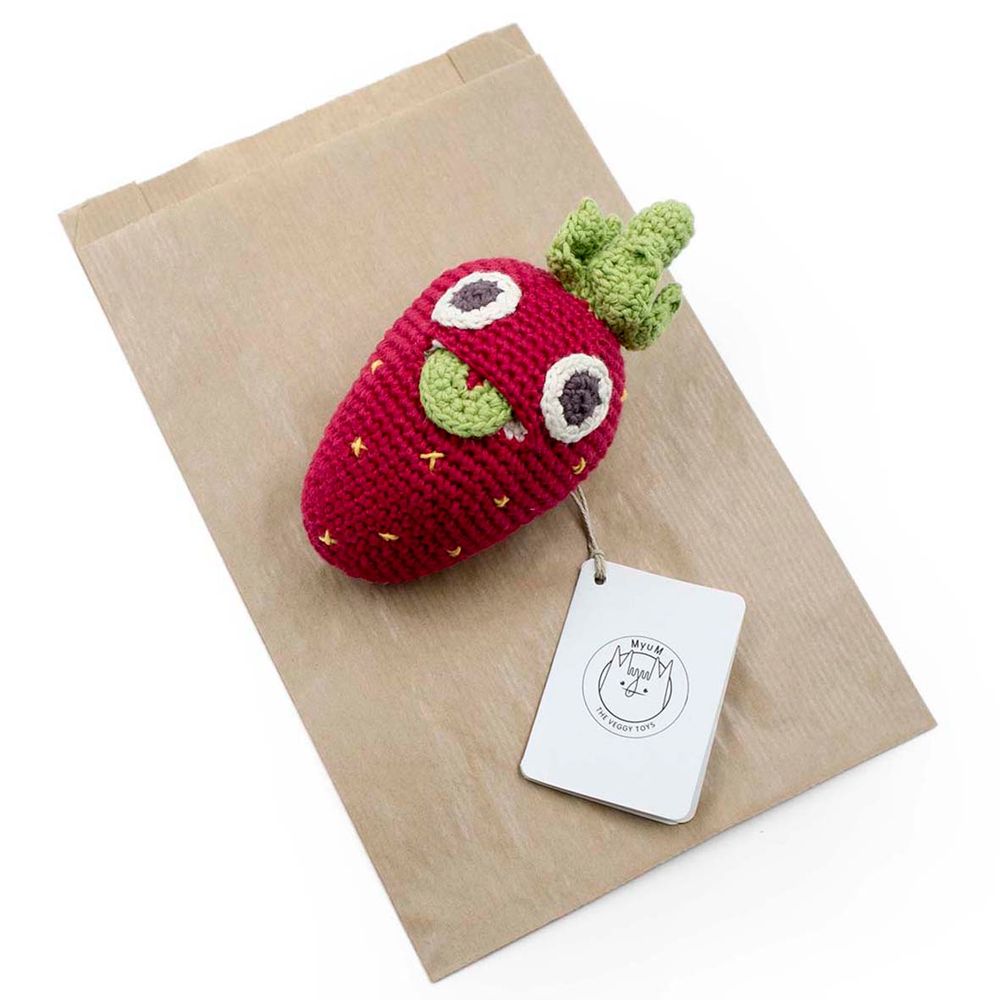 Toys - BILLY STRAWBERRY - BABY RATTLE 100% ORGANIC COTON - MYUM - THE VEGGY TOYS
