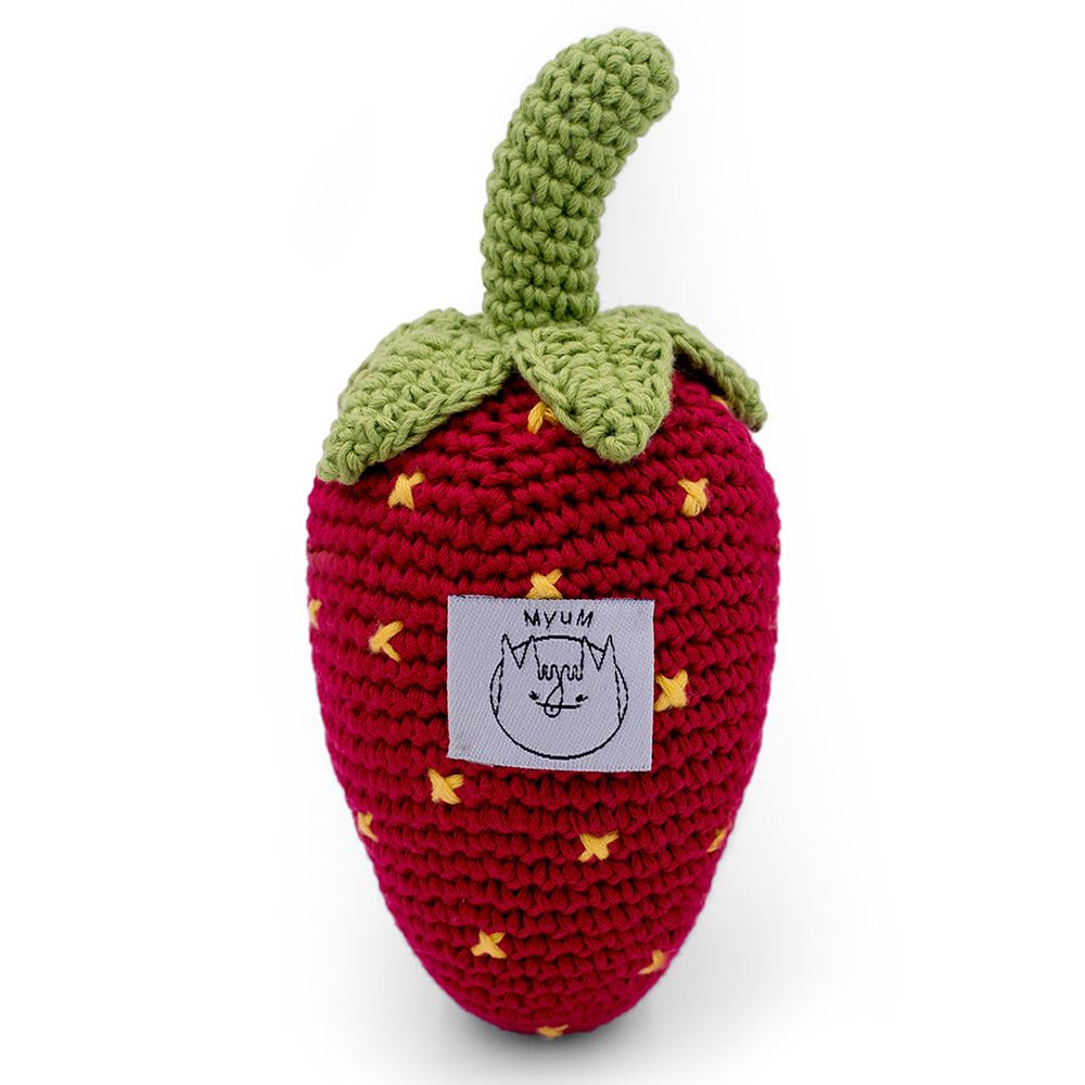 Toys - BILLY STRAWBERRY - BABY RATTLE 100% ORGANIC COTON - MYUM - THE VEGGY TOYS