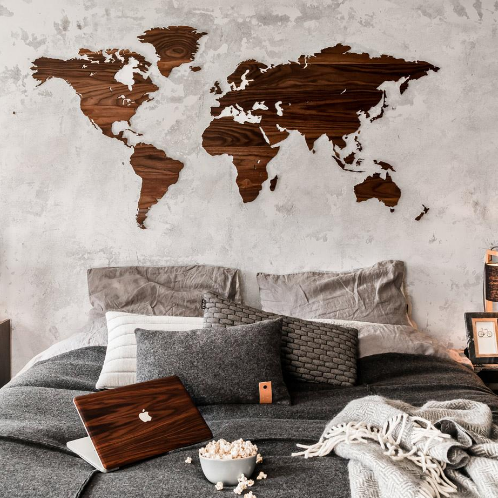 Decorative objects - Wooden World Map 3D - OAKYWOOD