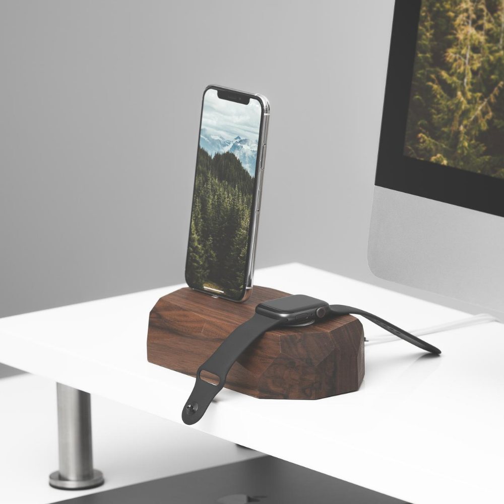 Range-tout - Station d'accueil combo - Chargeur iPhone et Apple Watch - OAKYWOOD