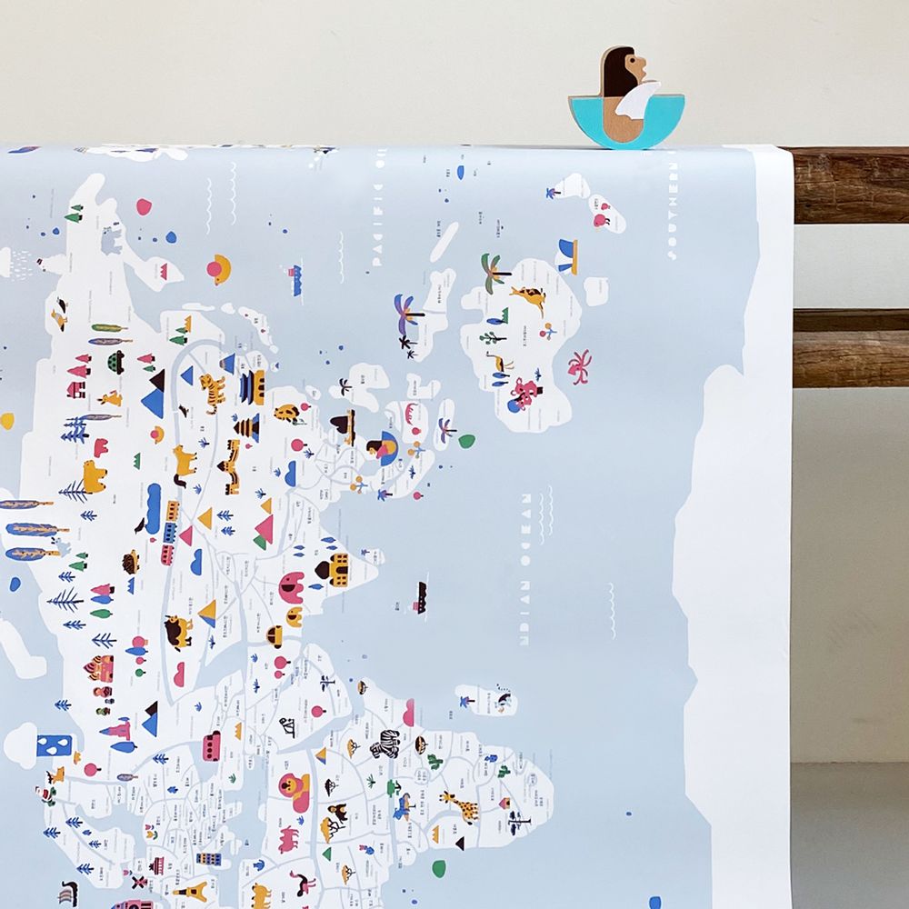 Poster - HELLO! WORLD MAP (waterproof world map) - ROUND GROUND