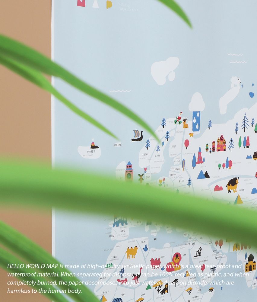Poster - HELLO! WORLD MAP (waterproof world map) - ROUND GROUND