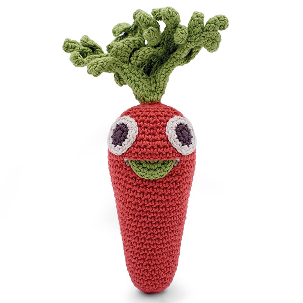 Cadeaux - CHARLOTTE LA CAROTTE - HOCHET POUR BÉBÉ EN COTON BIO - MYUM - THE VEGGY TOYS
