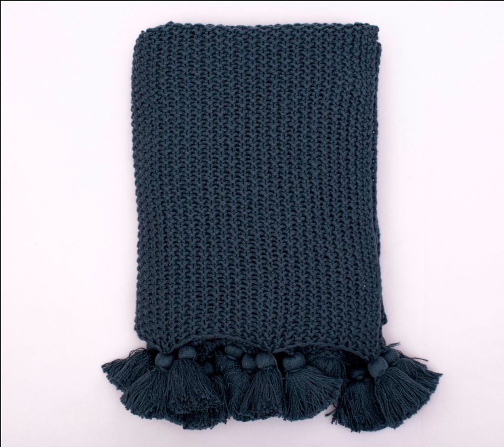 Plaids - BIG MOSS TASSELS THROW - KANODIA GLOBAL (P) LTD