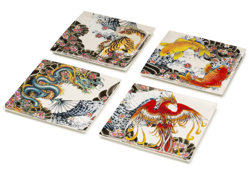 Decorative objects - Set of 4 porcelain platters Tatoo-age - PALAIS ROYAL